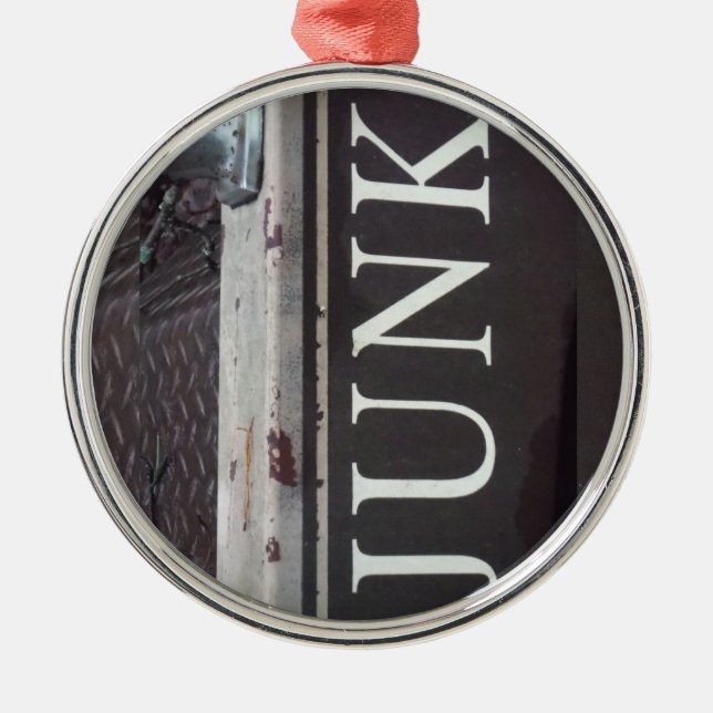 Vintage Tow Truck JUNK SIGN Metal Ornament (Front)