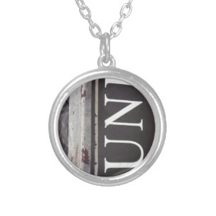 Vintage Tow Truck JUNK SIGN Silver Plated Necklace