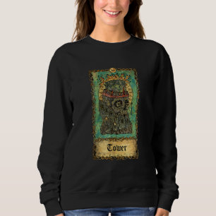 Vintage Tower Tarot Card Occult Goth Aesthetic Ske Sweatshirt