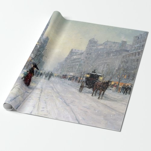 Vintage Town Winter Christmas Promenade landscape Wrapping Paper