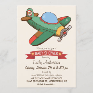 Vintage Toy Airplane Baby Shower Invitation