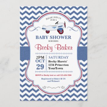 Vintage Toy Airplane Baby Shower Invitation by mybabybundles at Zazzle