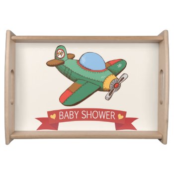 Vintage Toy Airplane Baby Shower Serving Tray by Favors_and_Decor at Zazzle