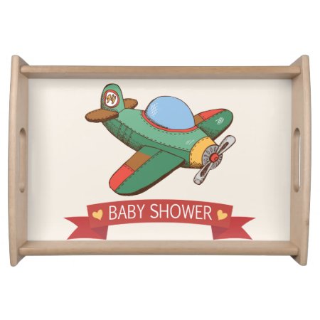 Vintage Toy Airplane Baby Shower Serving Tray