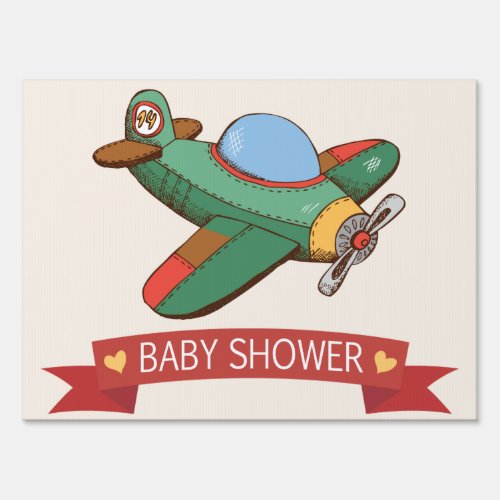Vintage Toy Airplane Baby Shower Sign
