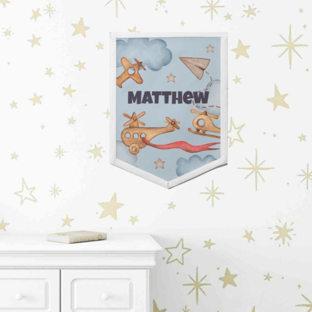 Vintage Toy Airplane Blue Pennant (Creator Uploaded)