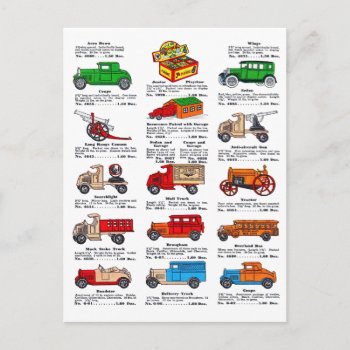 Vintage Toy Catalog Diecast Cars And Trucks Postcard by seemonkee at Zazzle