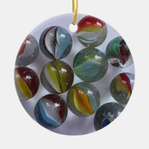 Vintage Toy Cats Eye Marbles Ceramic Ornament