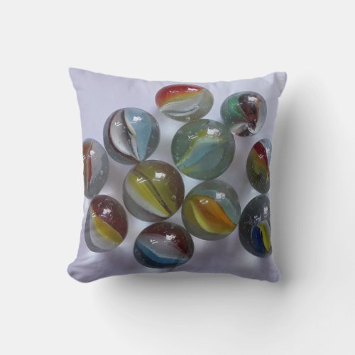 Vintage Toy Cats Eye Marbles Throw Pillow