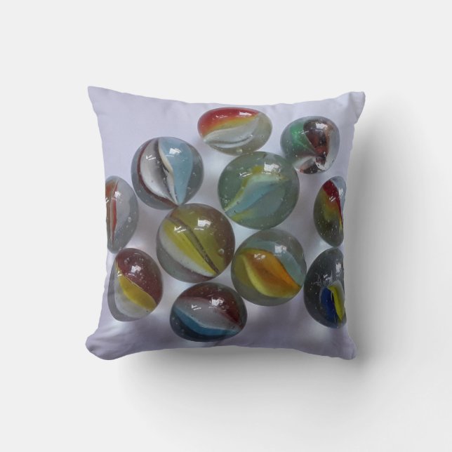 Vintage Toy Cat's Eye Marbles Throw Pillow (Front)