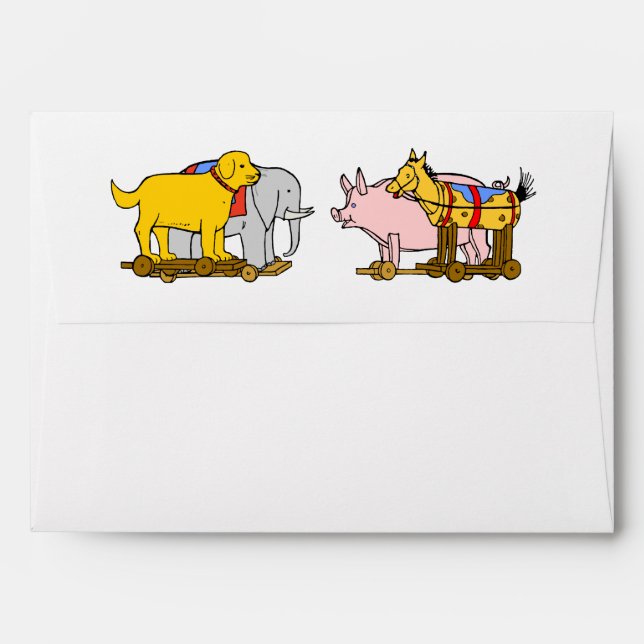 Vintage Toy Dog, Horse, Pig, Elephant Envelope (Back (Top Flap))