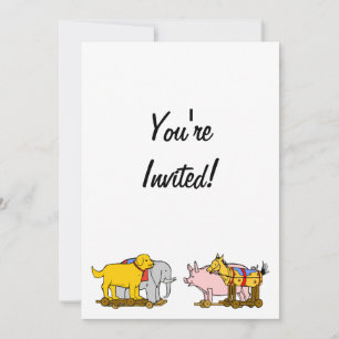 Vintage Toy Dog, Horse, Pig, Elephant Invitions Invitation