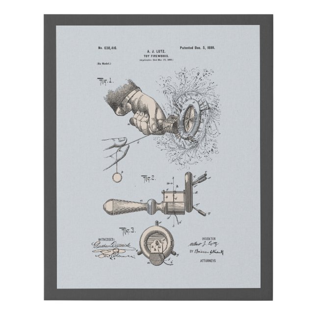 Vintage Toy Fireworks Pattent Faux Canvas Print (Front)