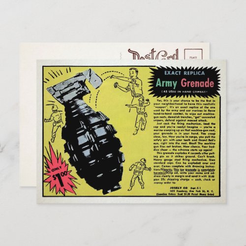 Vintage Toy Grenade Advertisement Postcard 