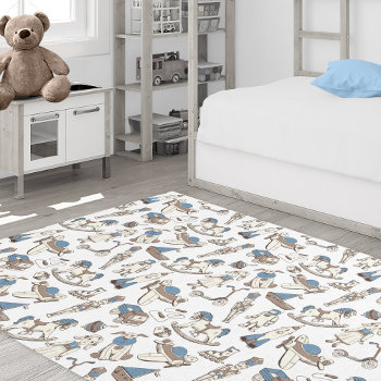 Vintage Toy Pattern Blue/brown Id783 Rug by arrayforhome at Zazzle