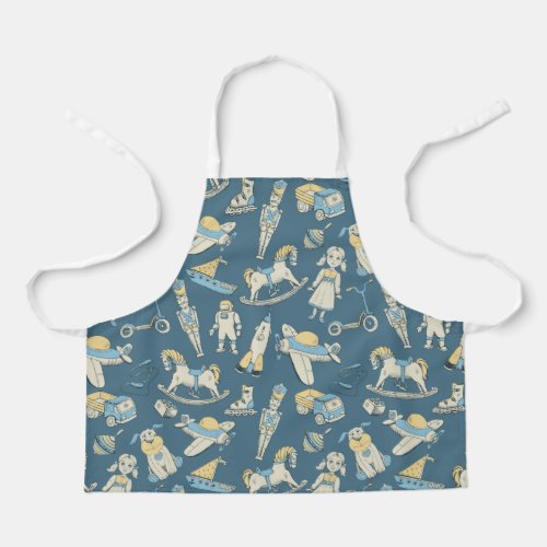 Vintage Toy Pattern BlueYellow ID783 Apron