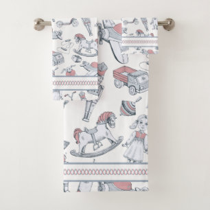 Vintage Toy Pattern Custom Color V1 ID783 Bath Towel Set