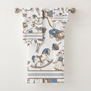 Vintage Toy Pattern Custom Color V3 ID783 Bath Towel Set