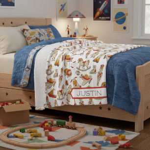 Vintage Toy Pattern Custom Color V4 ID783 Fleece Blanket