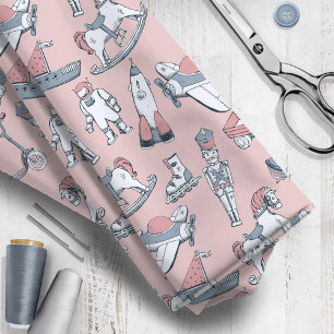 Vintage Toy Pattern Pink/Gray ID783 Fabric