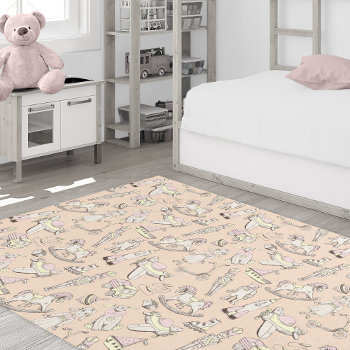 Vintage Toy Pattern Pink/yellow Id783 Rug by arrayforhome at Zazzle