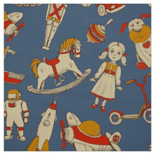 Vintage Toy Pattern RedGold ID783 Fabric