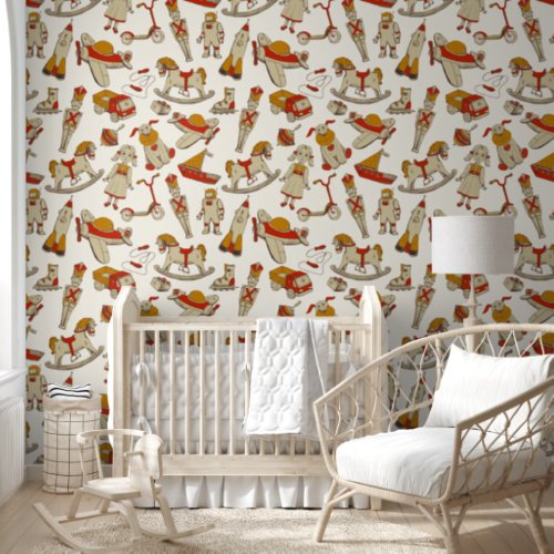 Vintage Toy Pattern RedGold ID783 Wallpaper