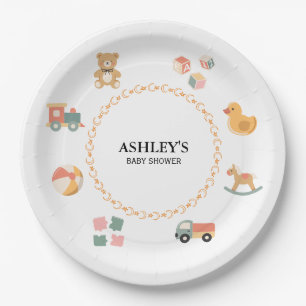 Vintage Toy Personalized Classic Baby Shower Paper Plates