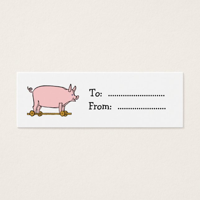 Vintage Toy Pig Custom Gift Tag Business Card (Front)