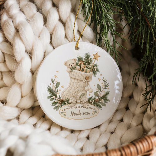 Vintage Toy Shelf Baby’s First Christmas Ceramic Ornament