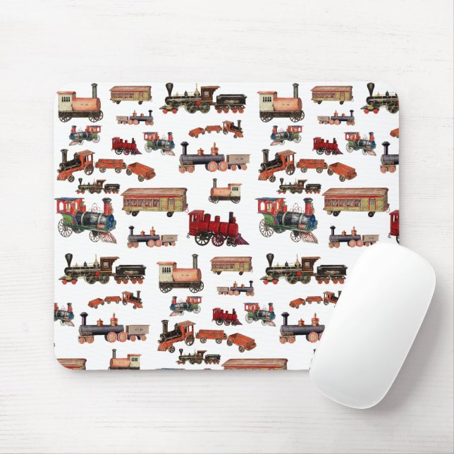 Vintage Toy Train Colorful Trains Pattern Mouse Pad (With Mouse)