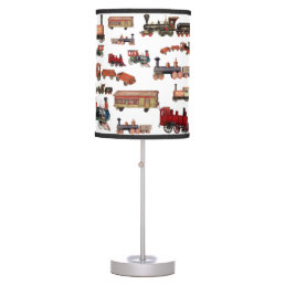 Vintage Toy Train Colorful Trains Pattern Table Lamp