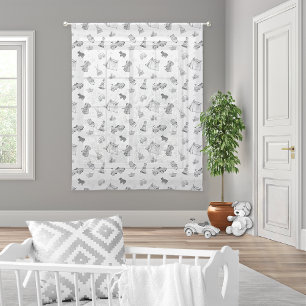Vintage Toys Pattern for Black and White Nursery Sheer Curtains