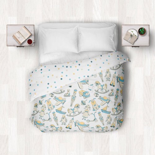 Vintage Toys  Polka Dots BlueYellow ID783 Duvet Cover