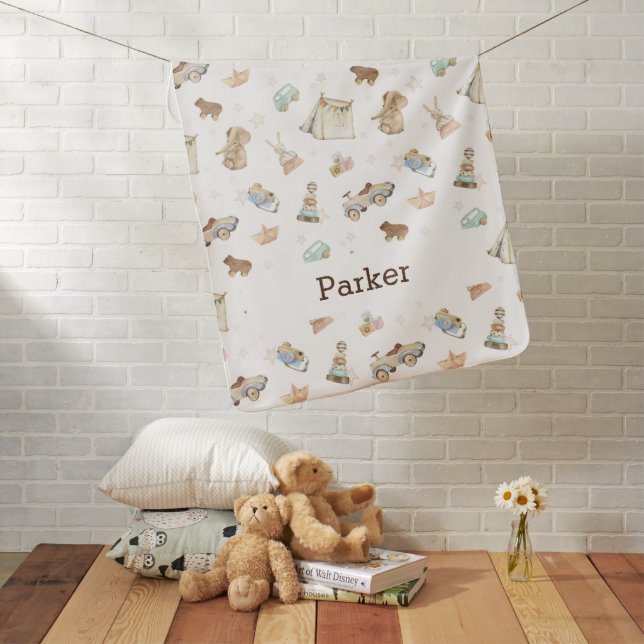 Vintage Toys White Boho Baby Receiving Blanket (In Situ)