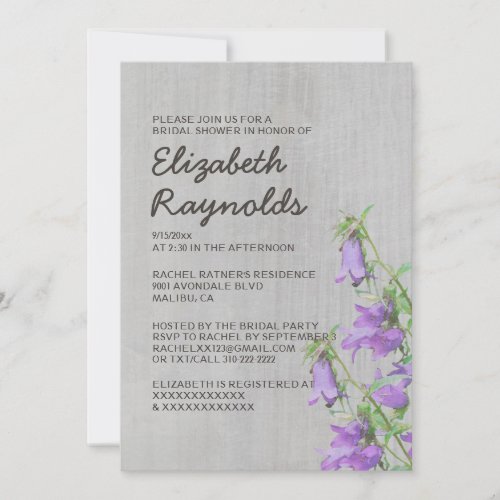 Vintage Trachelium Bridal Shower Invitations