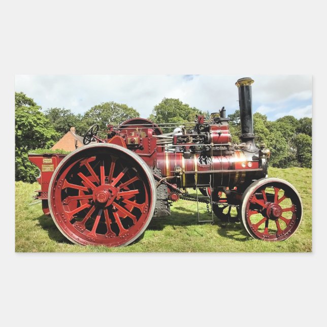 VINTAGE TRACTION ENGINE RECTANGULAR STICKER (Front)