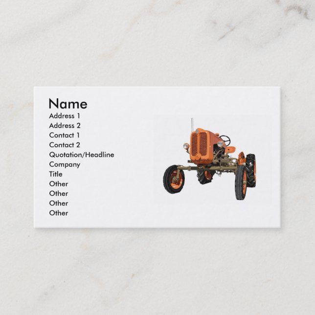 Vintage Tractor Business Card (Front)