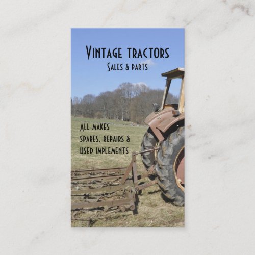 Vintage tractor business card