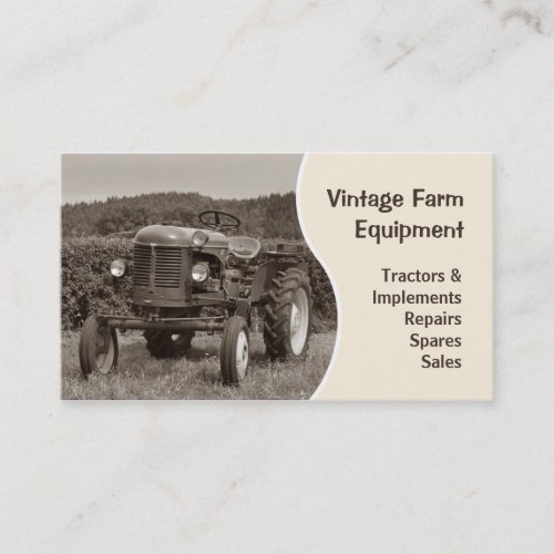 Vintage tractor business card