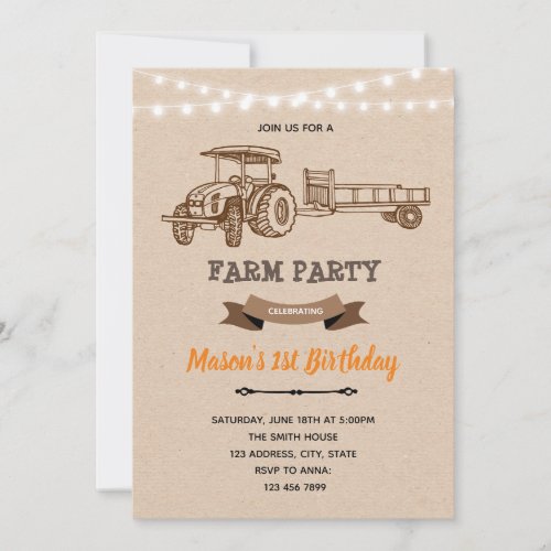 Vintage tractor farm barnyard Invitation