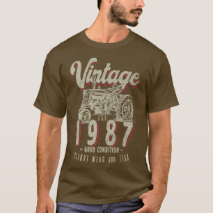 Vintage Tractor Farmer Birthday Born In 1987 & Est T-Shirt