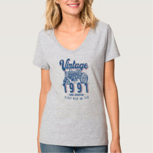 Vintage Tractor Farmer Birthday Born In 1991 T-Shirt