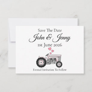 Vintage Tractor Farmer Wedding Save The Date