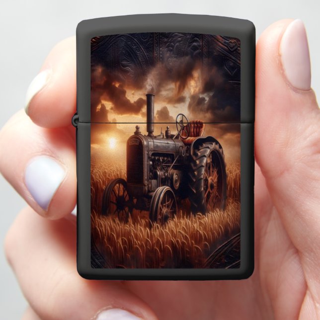 Vintage Tractor In Golden Hour Zippo Lighter (In Hand)