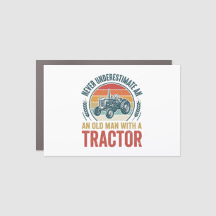 Vintage Tractor Old Man Quote Shirt Design_1 Car Magnet