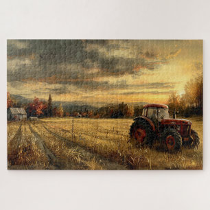 Vintage Tractor on the Farm Autumn 20x30 Jigsaw Puzzle