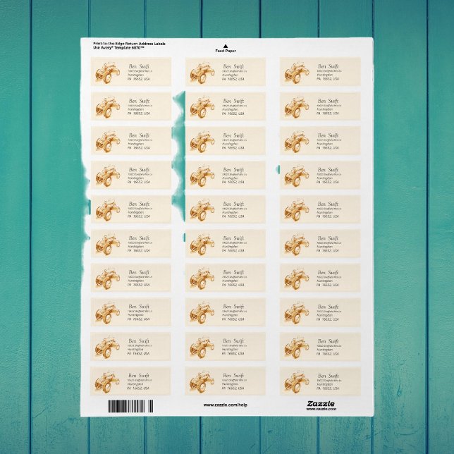 Vintage tractor - personalized  label (Creator Uploaded)