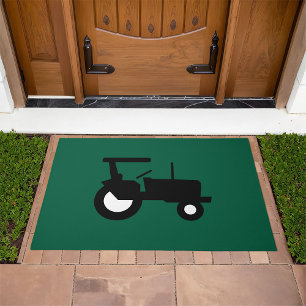 Vintage Tractor Silhouette Farm Equipment Icon  Doormat