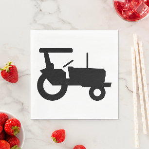 Vintage Tractor Silhouette Farm Equipment Icon  Napkins